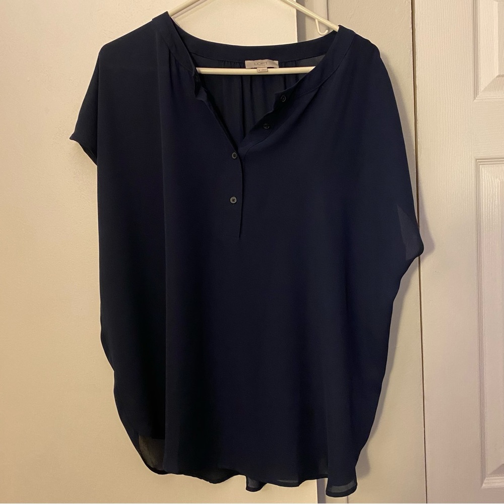 Loft Outlet navy blue blouse, size XL